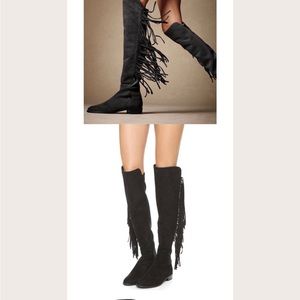 Stuart Weitzman Mane Over the Knee Boots in Black Suede Size 9